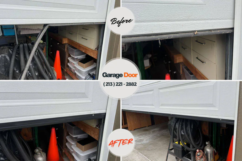 Before and after: garage door repair Thompson, ND